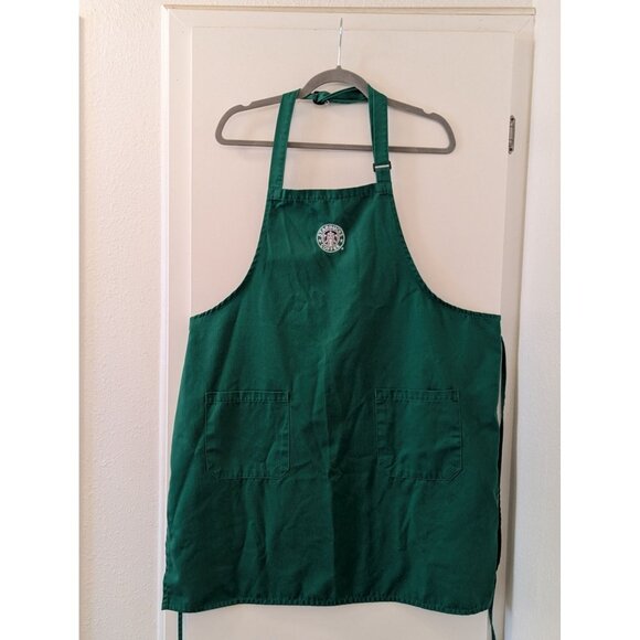 Starbucks Green Barista Apron With Logo Embroidery & Pockets Cotton Blend Adjust - Picture 1 of 5
